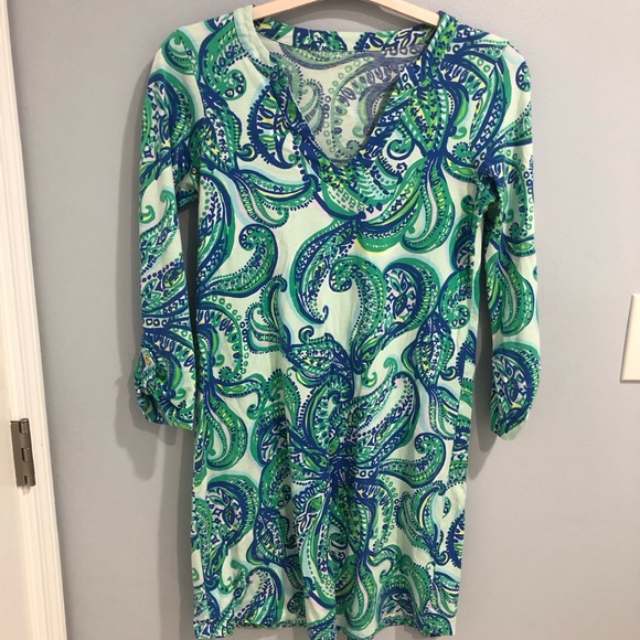 Lilly Pulitzer Blue/Green Paisley Print Tunic Dress Size Small - Picture 1 of 8